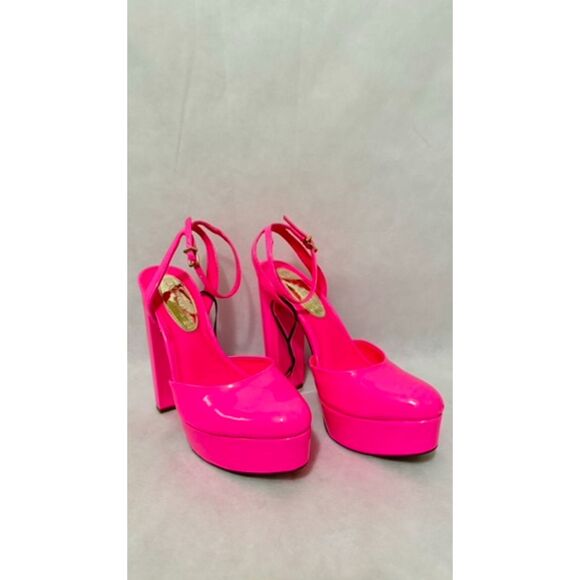 NWT Express Neon Pink Barbiecore Bubblegum Mary Jane High Heels 7M - Picture 3 of 6